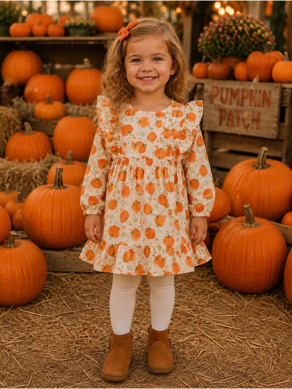 Rare, Too Girls Size 8 Pumpkin Fall Dress NWOT Ruffle Autumn Boutique